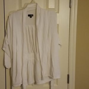 Off white open cardigan with tie